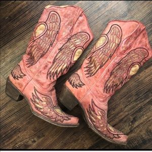 Angel wing peace heart cowboy boots
